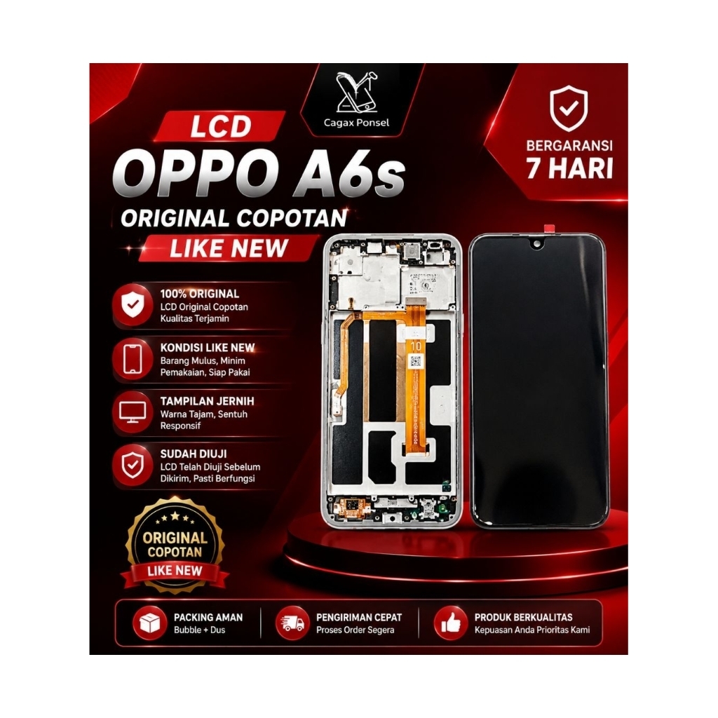 lcd plus fream oppo a6s original copotan jamin ori anti restrat