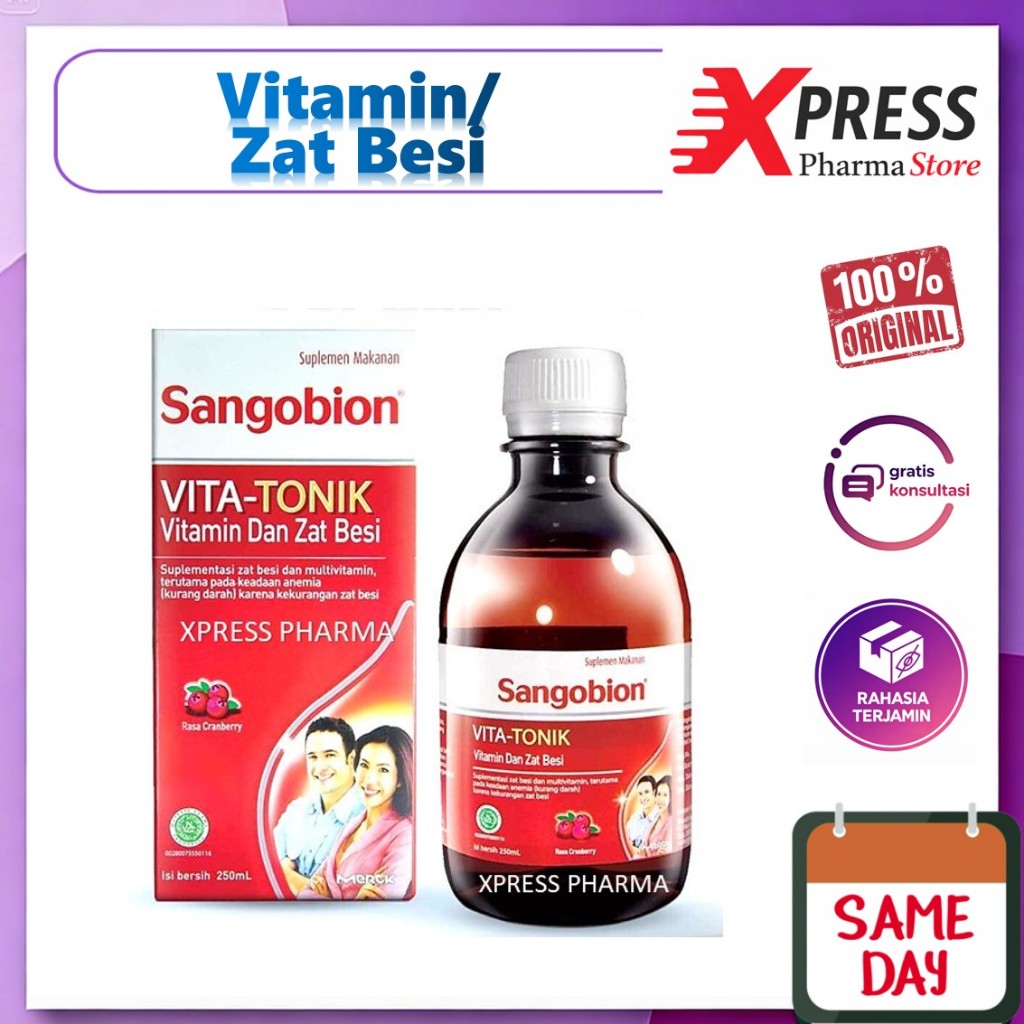 XPRESS  Sangobion Vita Tonik Sirup Tambah Darah Anemia Vitatonik Fita Syrup Tonikum 250 / 400 ml Vit