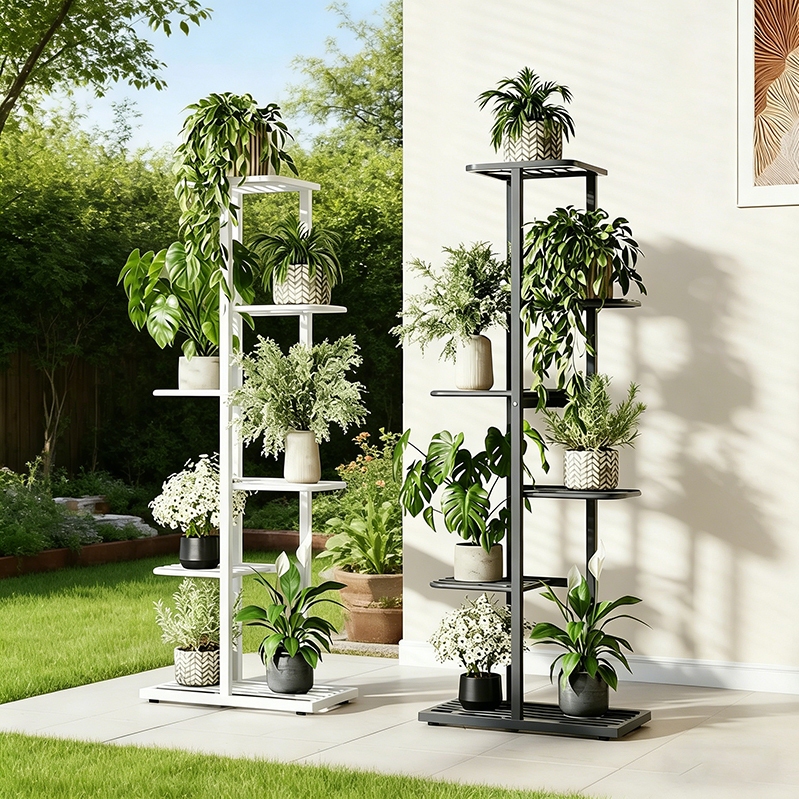 Rak Bunga Besi Outdoor Rak Susun Penyimpanan Pot Bunga Rak Bunga Besi Standing Pot Susun