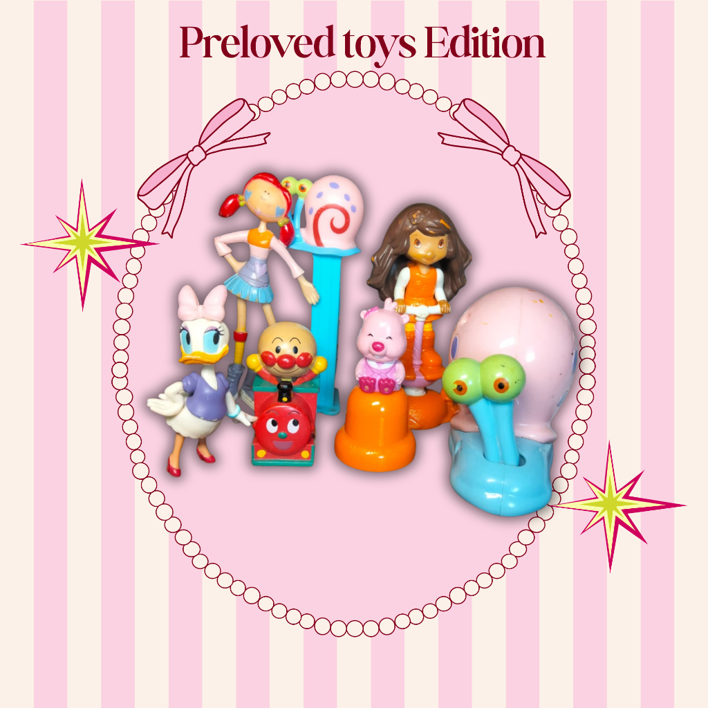 mainan figure strawberry shortcake SpongeBob Pororo happy house anpaman preloved bekas (baca deskrip