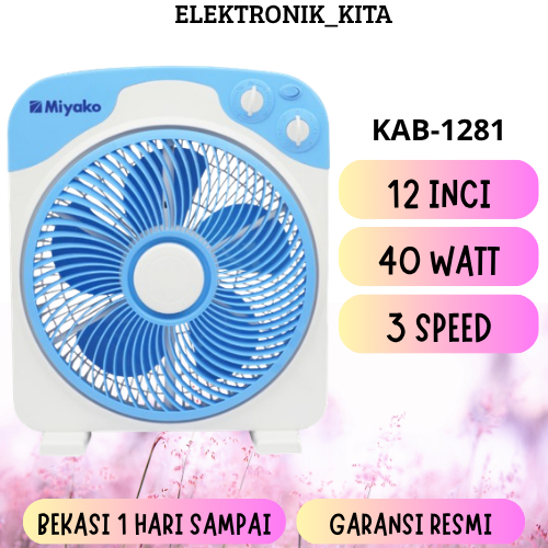 MIYAKO KIPAS ANGIN KOTAK 12 INCI KAB-1281 KAB1281 KAB 1281 BOX FAN KIPAS DUDUK GARANSI RESMI BEKASI