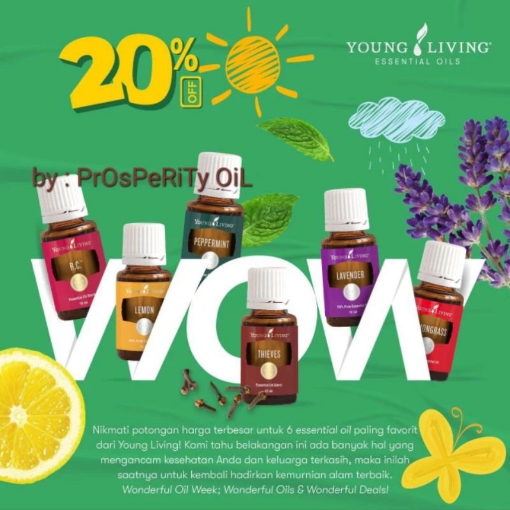 Promo WOW Young Living Kerennn RC Lemon Peppermint Thieves Lavender Lemongrass @15m YLEO