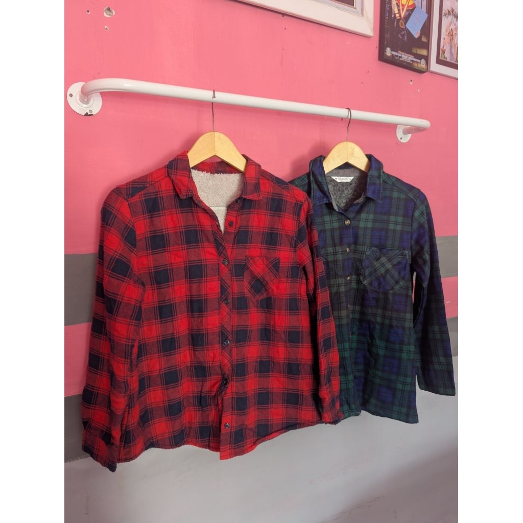 kemeja flanel dalam sherpa