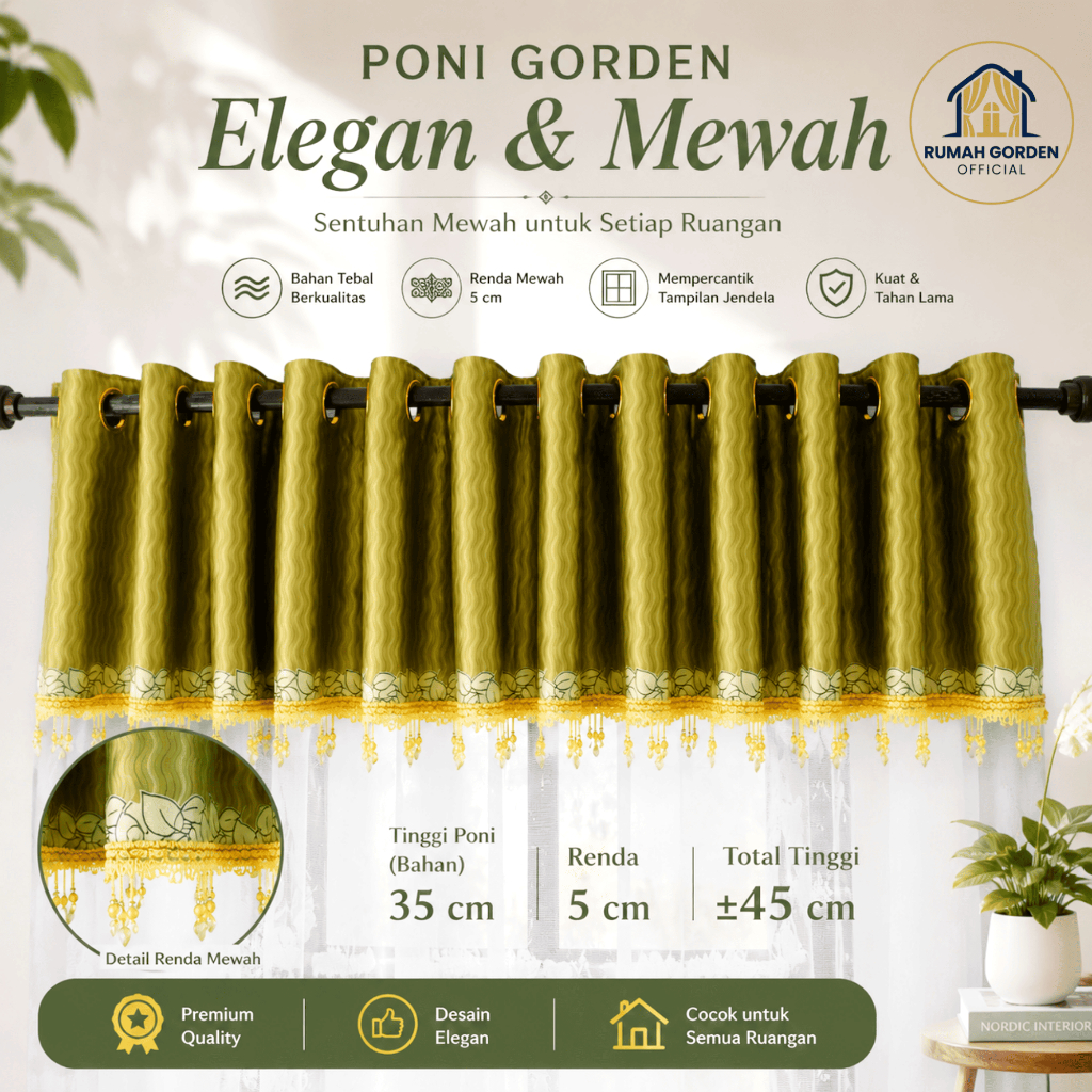 gorden poni pintu dan jendela / poni gorden gelombang atas pintu