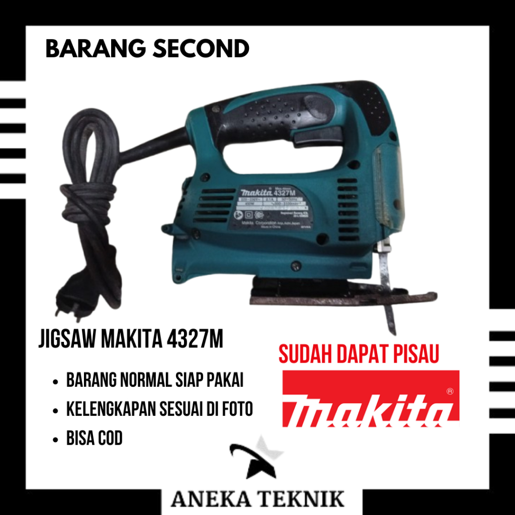 MAKITA 4327 M / 4327M Mesin Gergaji Kayu Ukir Jigsaw Gergaji Triplek Potong Kayu Listrik Jig Saw