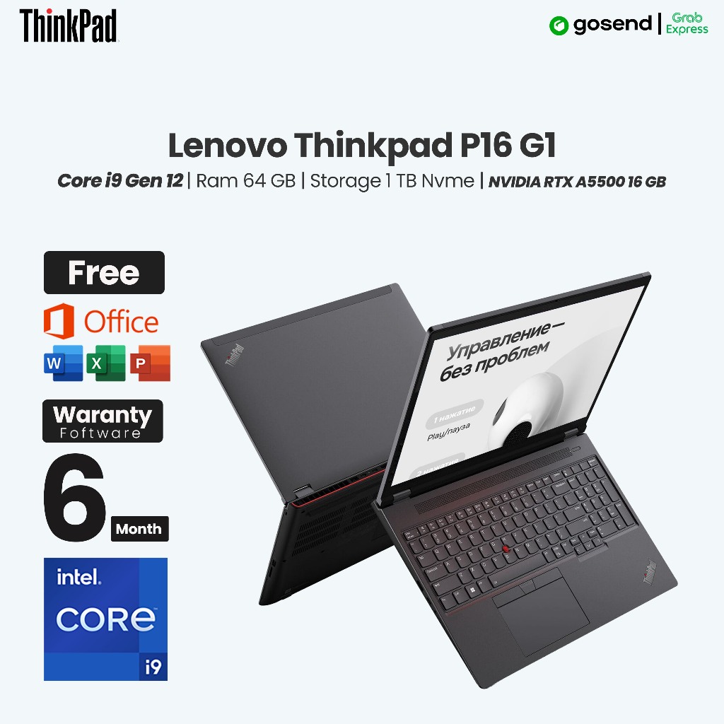 Laptop Workstation Lenovo Thinkpad P16 G1 Intel Core i9 Gen 12 Ram 64 GB SSD 3 TB GPU Nvidi Quadro R