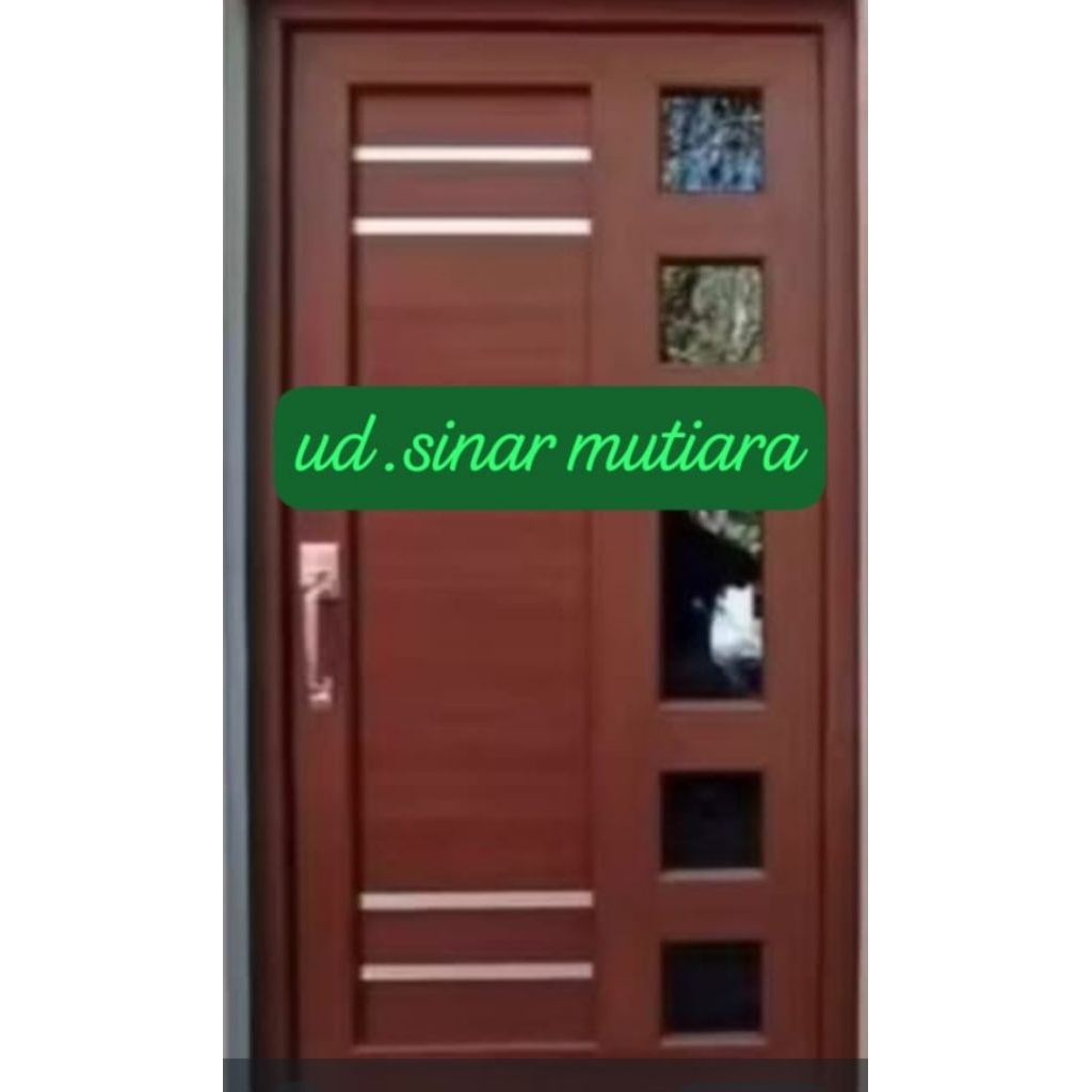 set pintu alumunium pls kusen serat kayu T 210 L 80 ( geratis peking kayu)