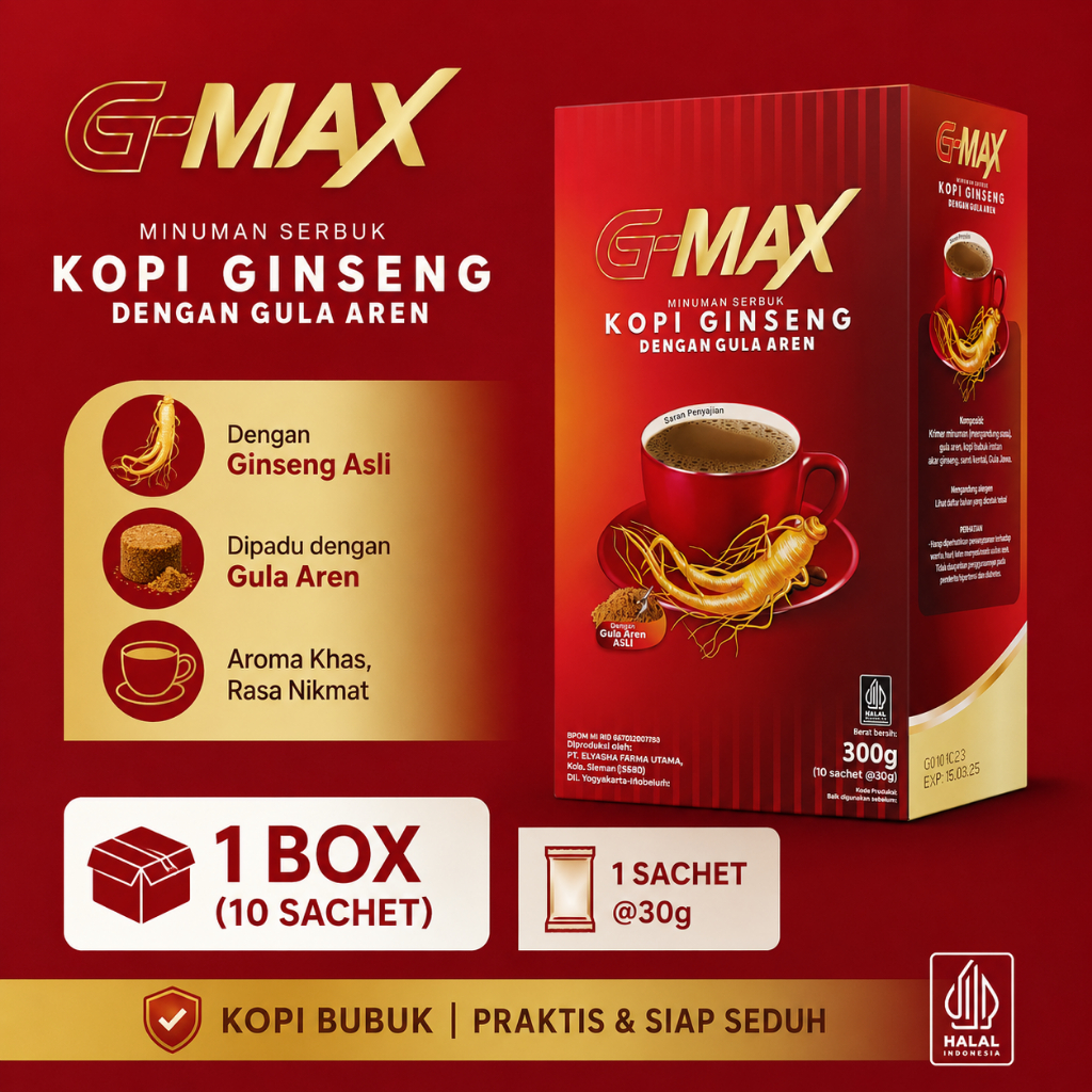 Pembelian Mudah dan Privasi Kopi Gmax 1 BOX isi 10 Sachet