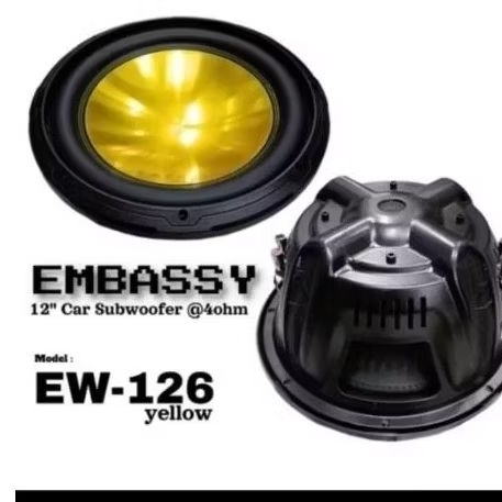 Subwoofer Embassy EW-126 12 inch warna kuning high power