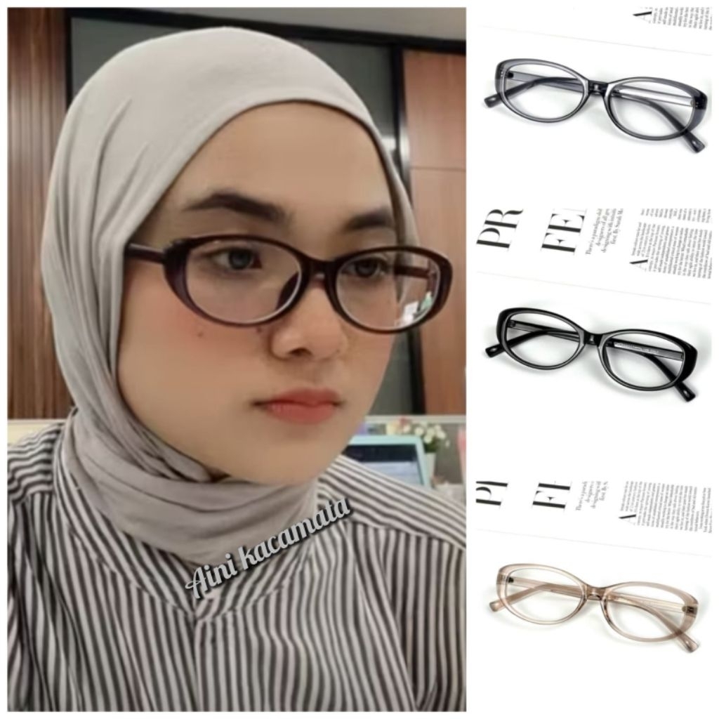 kacamata fashion mudel Cat Eye frema 85011 bisa request minus normal cylinder dan lensa blueray blue