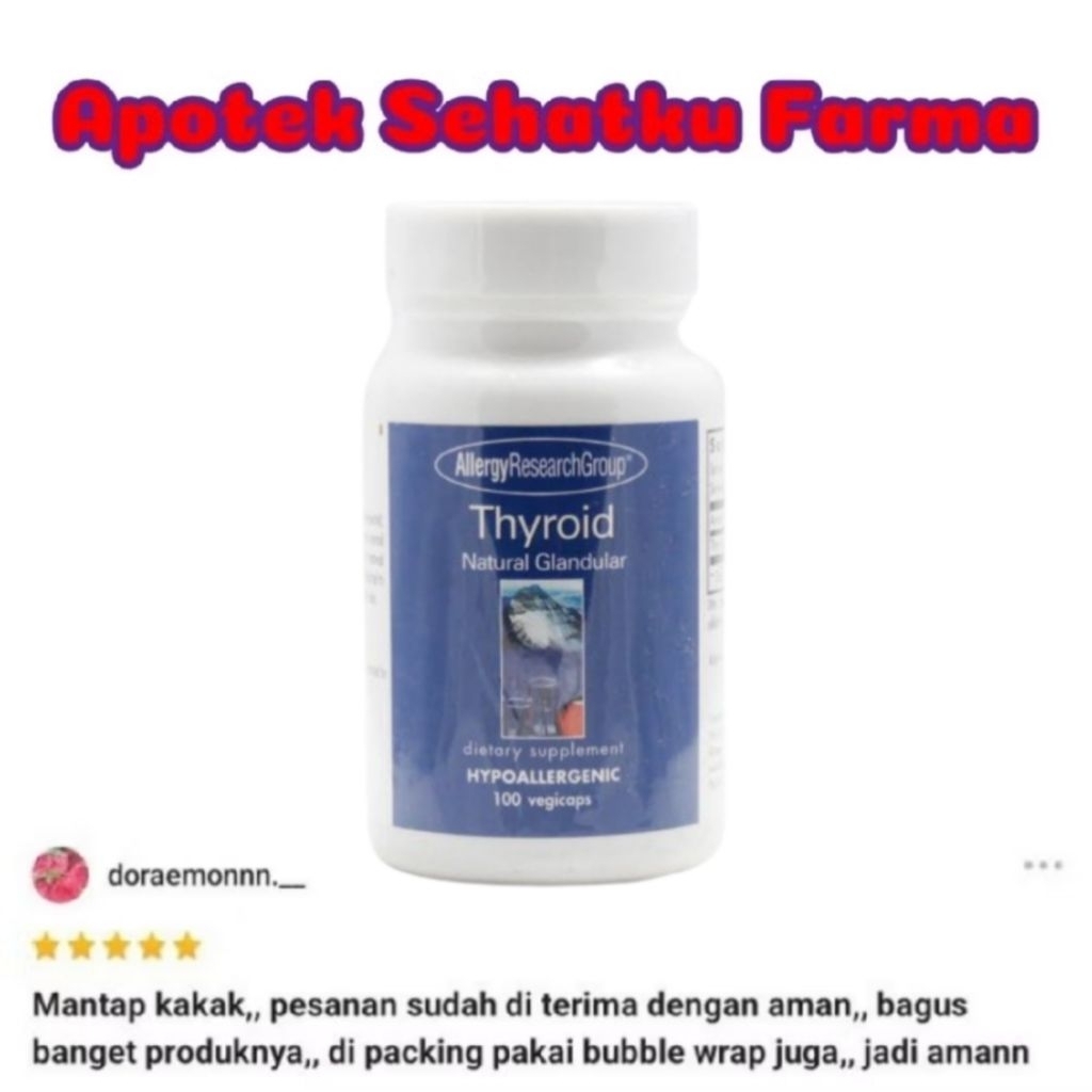 Allergy Reserch Group Thyroid Natural Glandular 100caps - Suplemen Obat Kelenjar Tenggorokan Terbaik