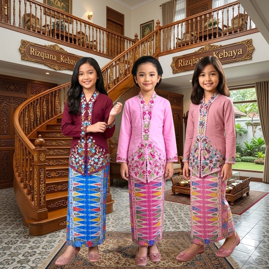 SETELAN KEBAYA ENCIM MOTIF BUNGA ANAK SD // KEBAYA ENCIM ANAK ANAK // KEBAYA ENCIM SEKOLAH ANAK // K