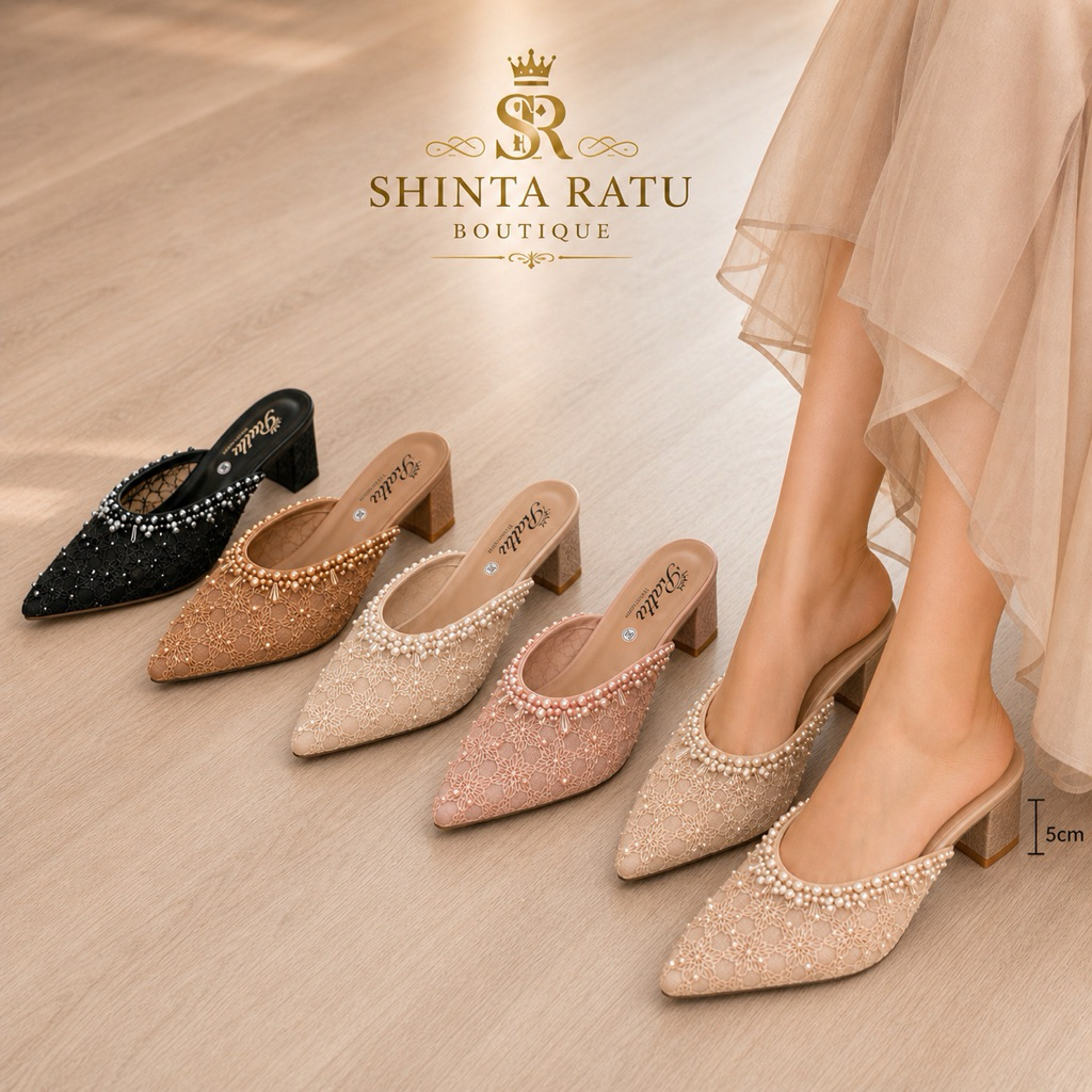 Sepatu Pesta Heels 7cm Tahu Brukat Payet Delusi / Sepatu pengantin Wanita / High Heels Mewah