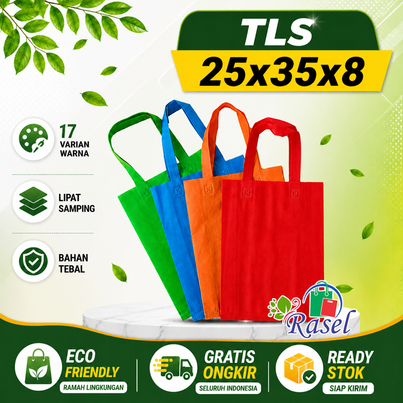 Tas 25x35x8 spunbond goodie bag polos kantong souvenir