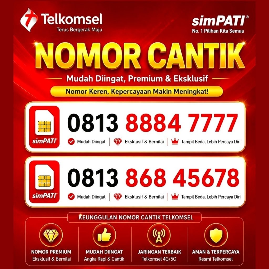 Nomor Cantik Telkomsel Simpati 4G/5G/LTE 7777/45678 Kartu Segel 2018 | Nasional