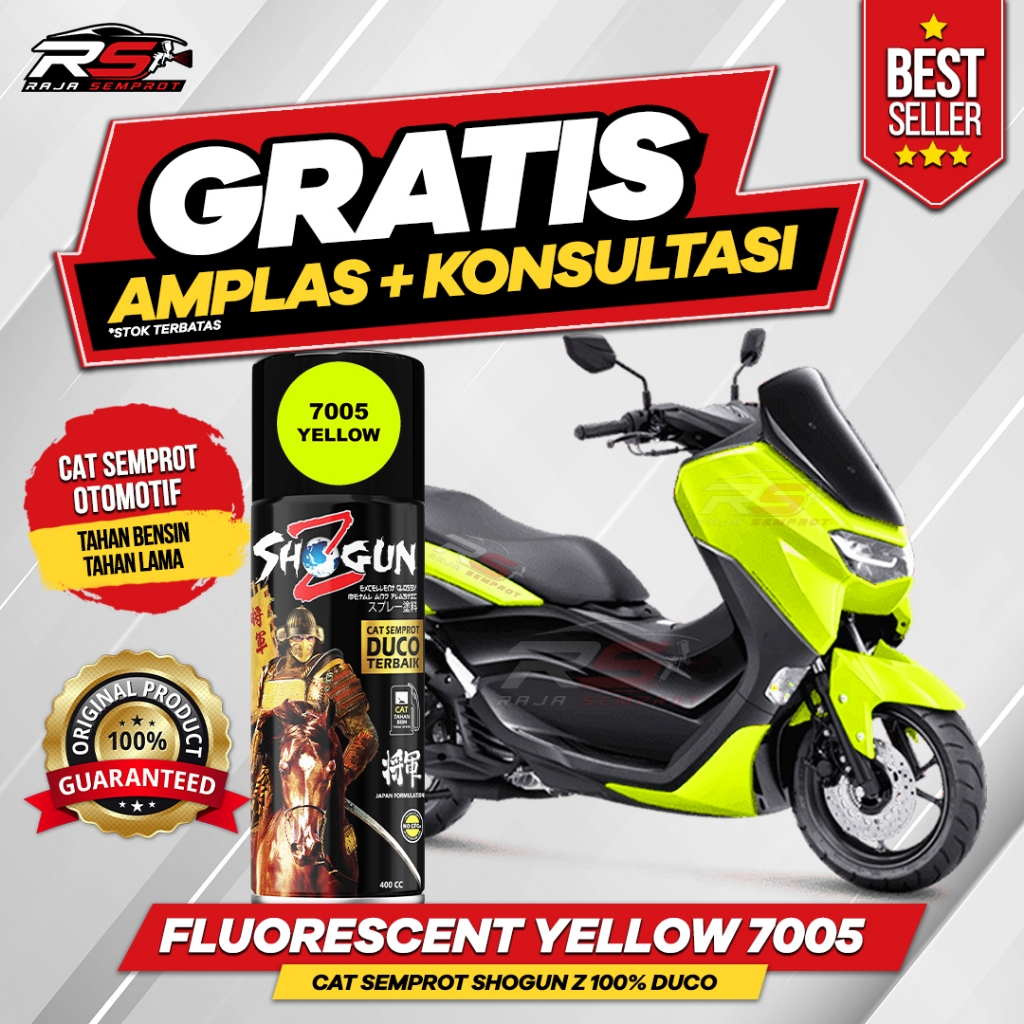 Cat Semprot Pilox Warna Fluorescent Yellow Kuning Stabilo 7005 Shogun Z 100% Duco 400cc Tahan Bensin