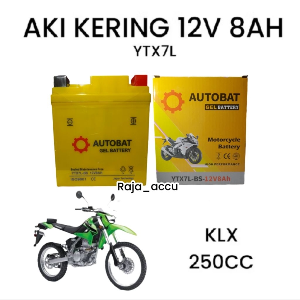 AKI MOTOR KLX 250, KLX 250CC, AKI KERING AUTOBAT YTX7L 12V 8AH
