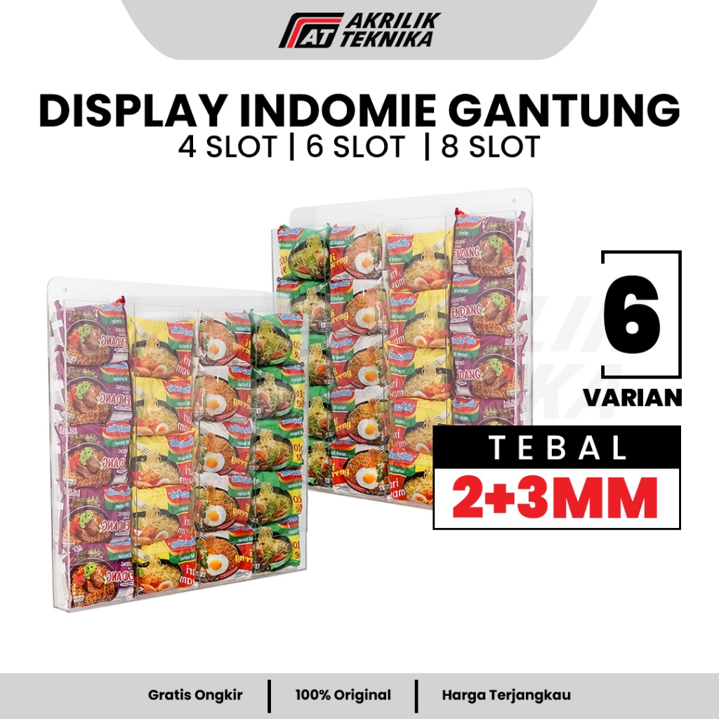 Promo Akrilik Display Rak Mie Instant Rak Display Indomie Gantung 4 Slot 6 Slot 8 Slot Termurah