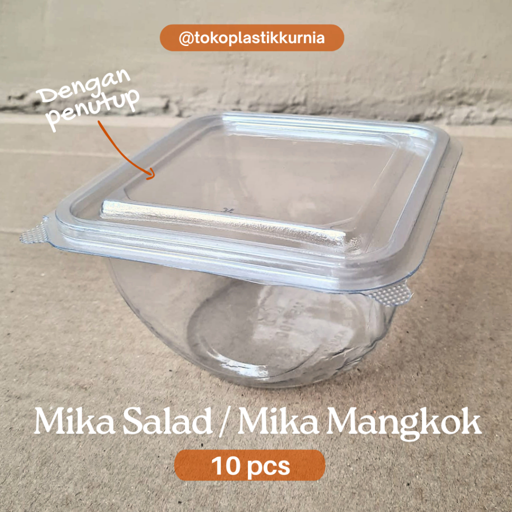 [10 Set] Mika salad / Mika mangkok bening dengan tutup