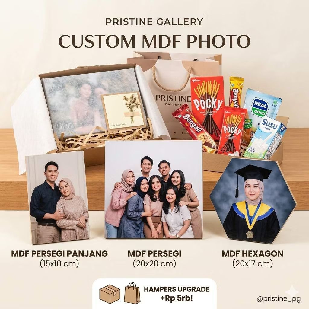 Kado Wisuda Custom Foto Papan MDF Estetik Pajangan Dinding Persegi & Hexagon