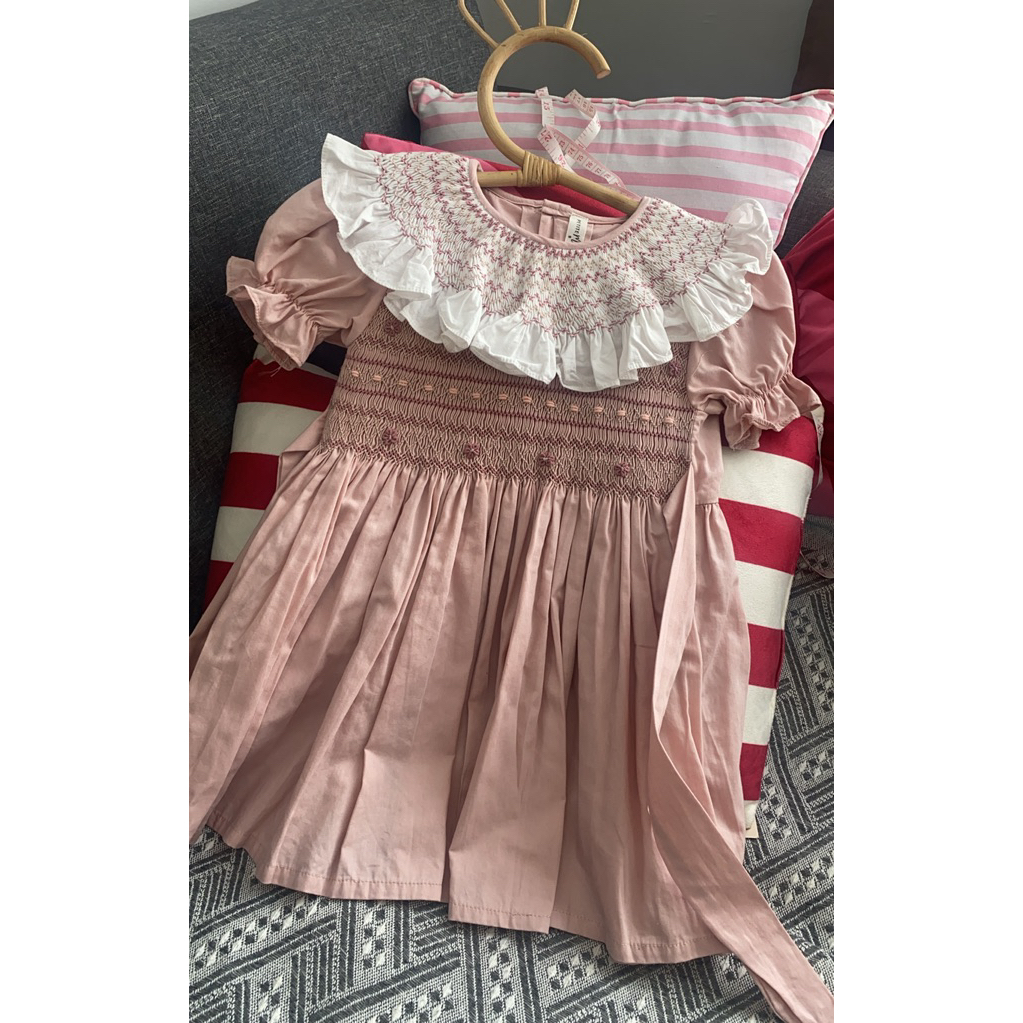 preloved valencia handsmocked dress double smocked dress baby girls size tag S 1-2t not sarah louise