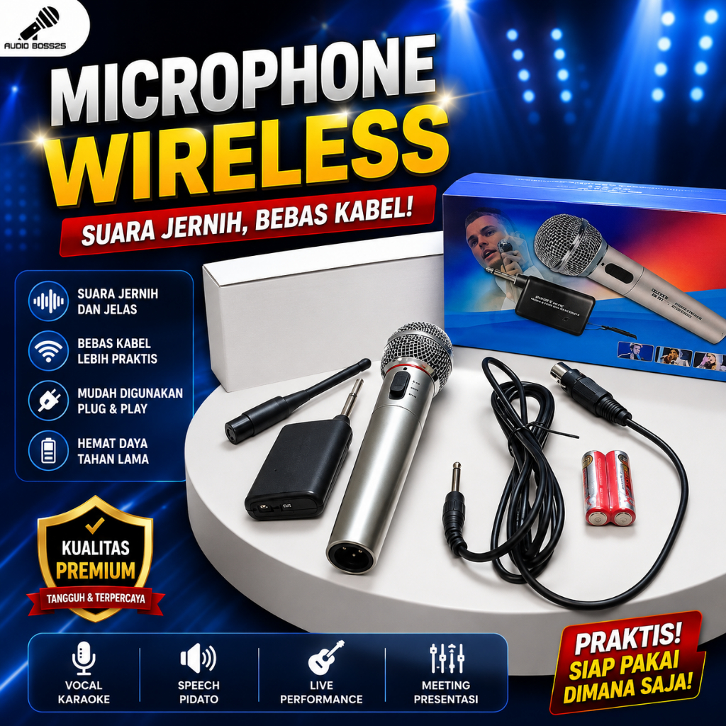 Audio Boss Mic Karaoke Sony SN-781 Microphone Kabel Dan Wireless
