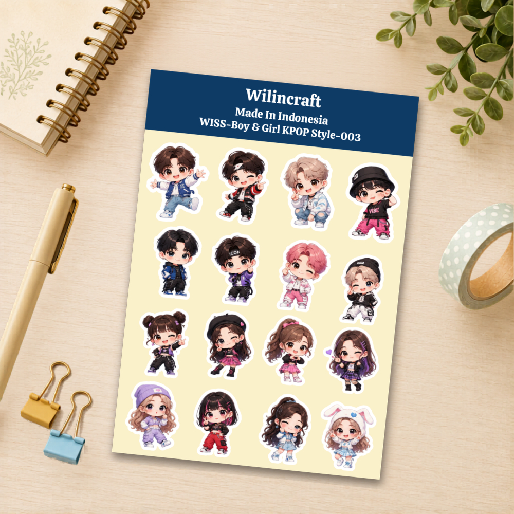 Sticker Sheet Chibi Boy Girl KPOP - Stiker Karakter Chibi Boy Girl Untuk Anak, Journal & Scrapbook