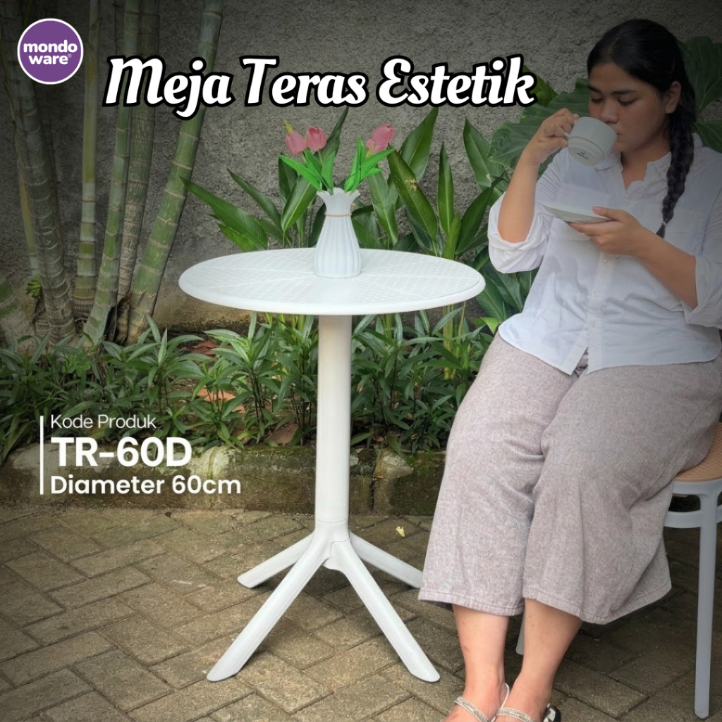 MONDOWARE | Meja Cafe Resto Modern/Meja Bunder Minimalis/Meja Teras Outdoor Estetik/Meja Tamu/Meja T