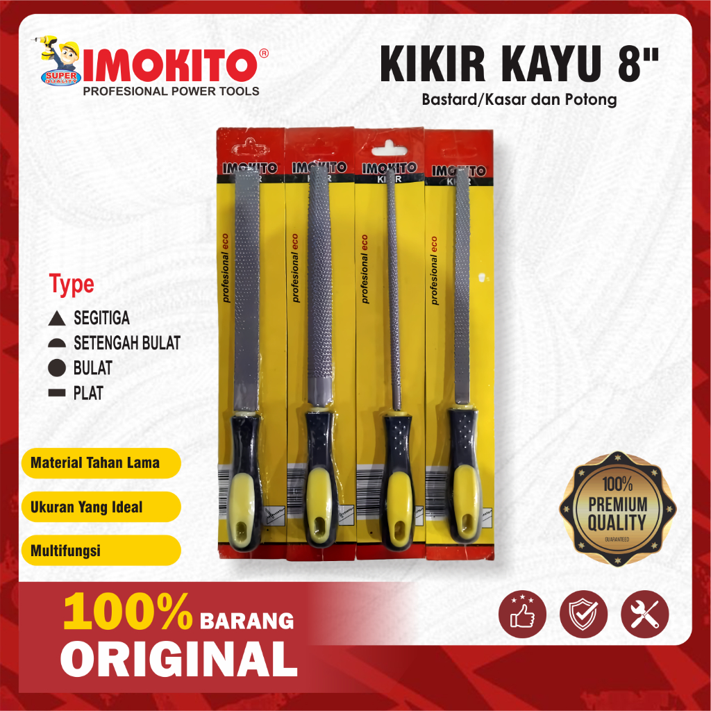 IMOKITO KIKIR KAYU 8 INCH PLAT - BULAT - SEGITIGA - SETENGAH BULAT 20CM