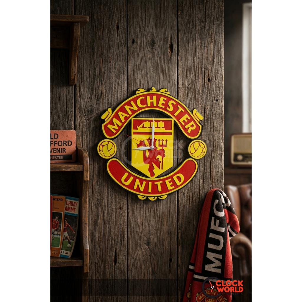 clockworld - JAM DINDING 3D TIMBUL LOGO BOLA MANCHESTER UNITED MU