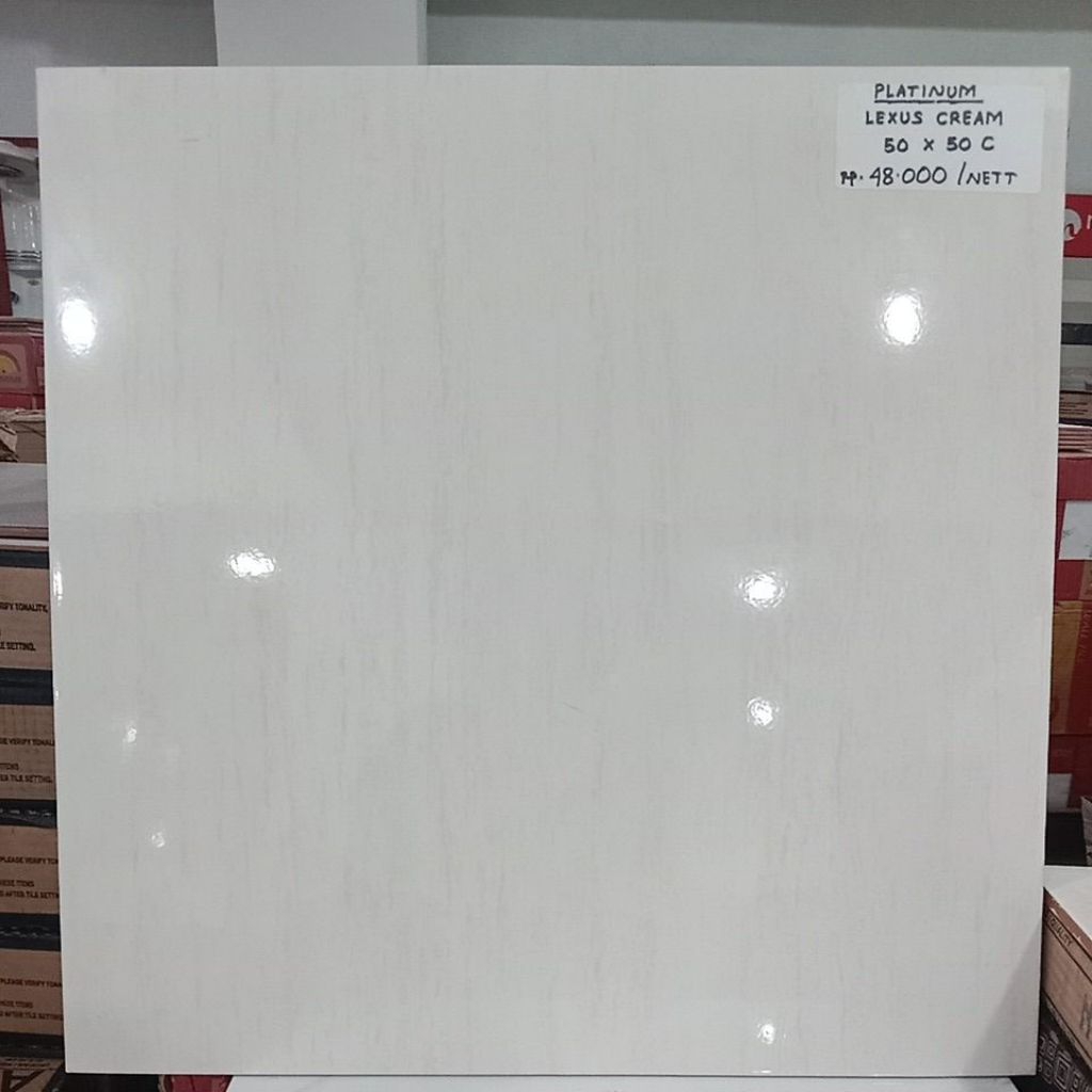 Keramik Lantai Kilap Platinum Lexus Cream 50x50 kw3