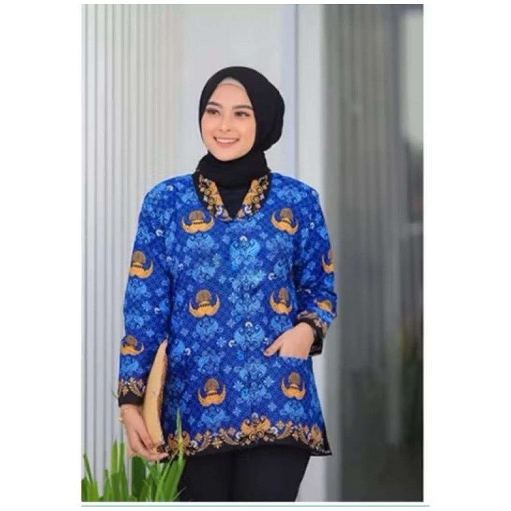 Baju Seragam Batik KORPRI Wanita Terbaru Premium – Kemeja Korpri Full Furing Katun C40s / C50s Resmi