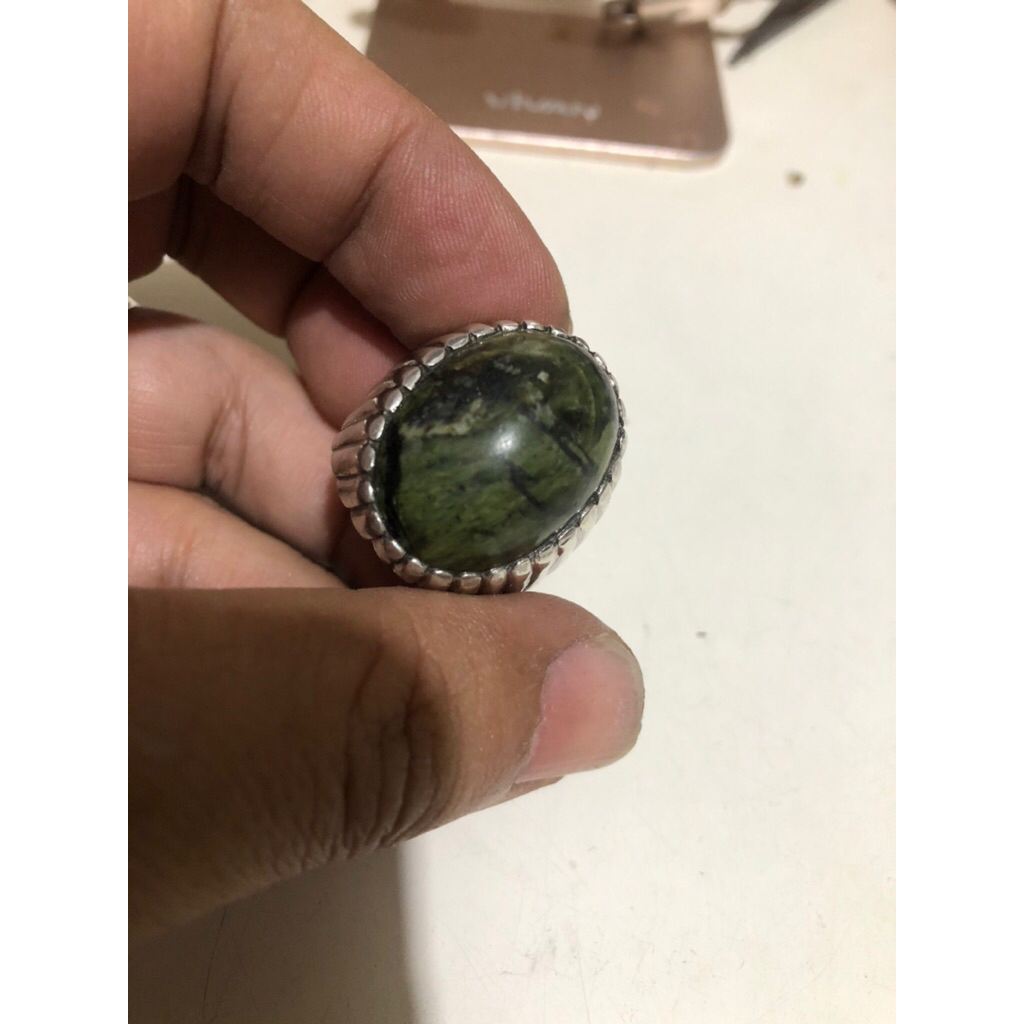 batuan akik ring perak handmade