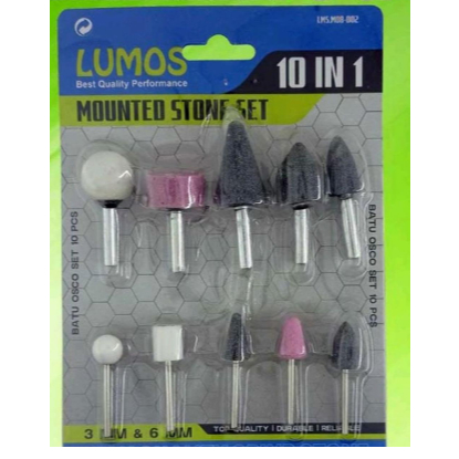 BISON / LUMOS Batu Osco Set 10 Pcs Batu Gerinda Mini Grinder Mounted Stone - Grosir Teknik Surabaya