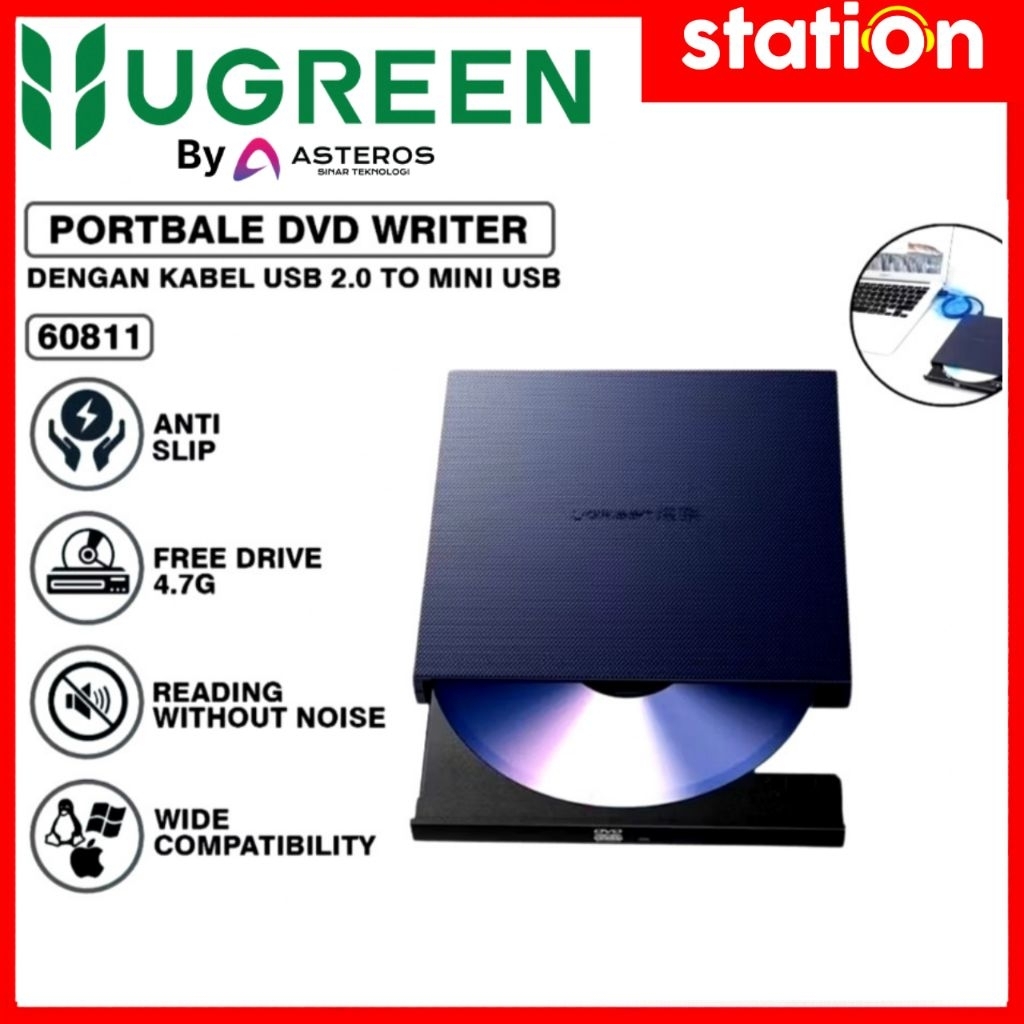 Ugreen 60811 Portable DVD Writer CD Rom External
