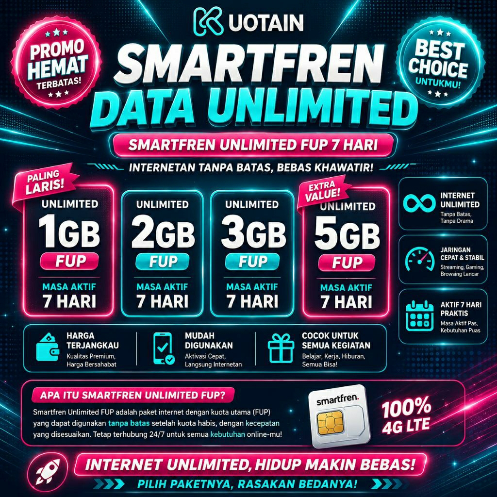 SMARTFREN UNLIMITED 7 HARI FUP | Kuota Unlimited Harian 1GB 2GB 3GB 5GB | Internet Nonstop Murah Ant