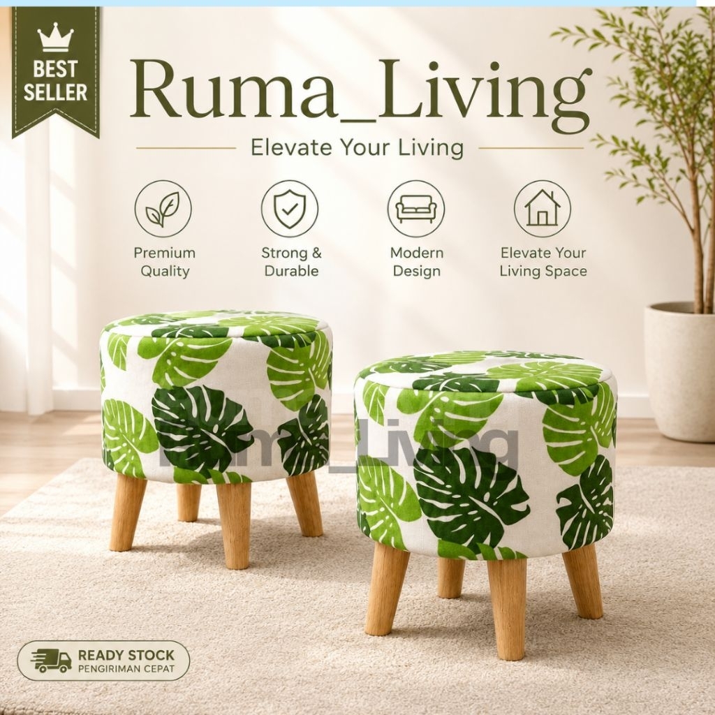 Set 2 Sofa Ruang Tamu  / Sofa Stool Berkualitas / Sofa Bulat / Sofa Stool Bulat
