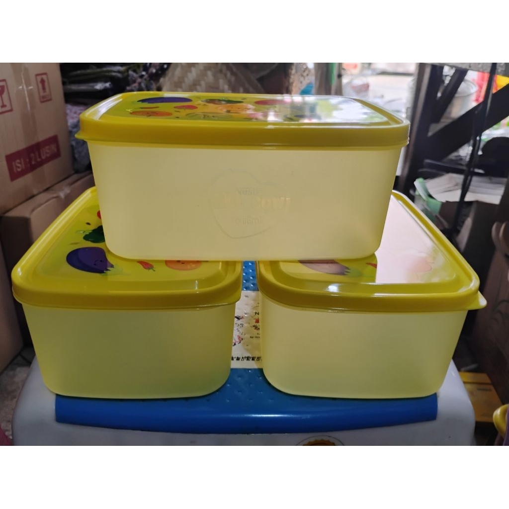 toples kotak Dancow, toples persegi, ompreng plastik