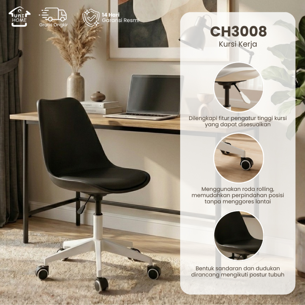 Uni Home - Kursi Makan | Kursi Kerja | Kursi Belajar | Kursi Teras CH-3008