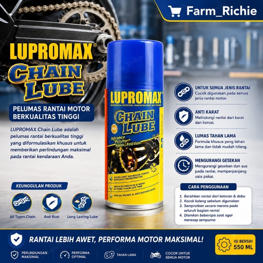Lupromax Chain Lube Pelumas Rantai 110 Ml