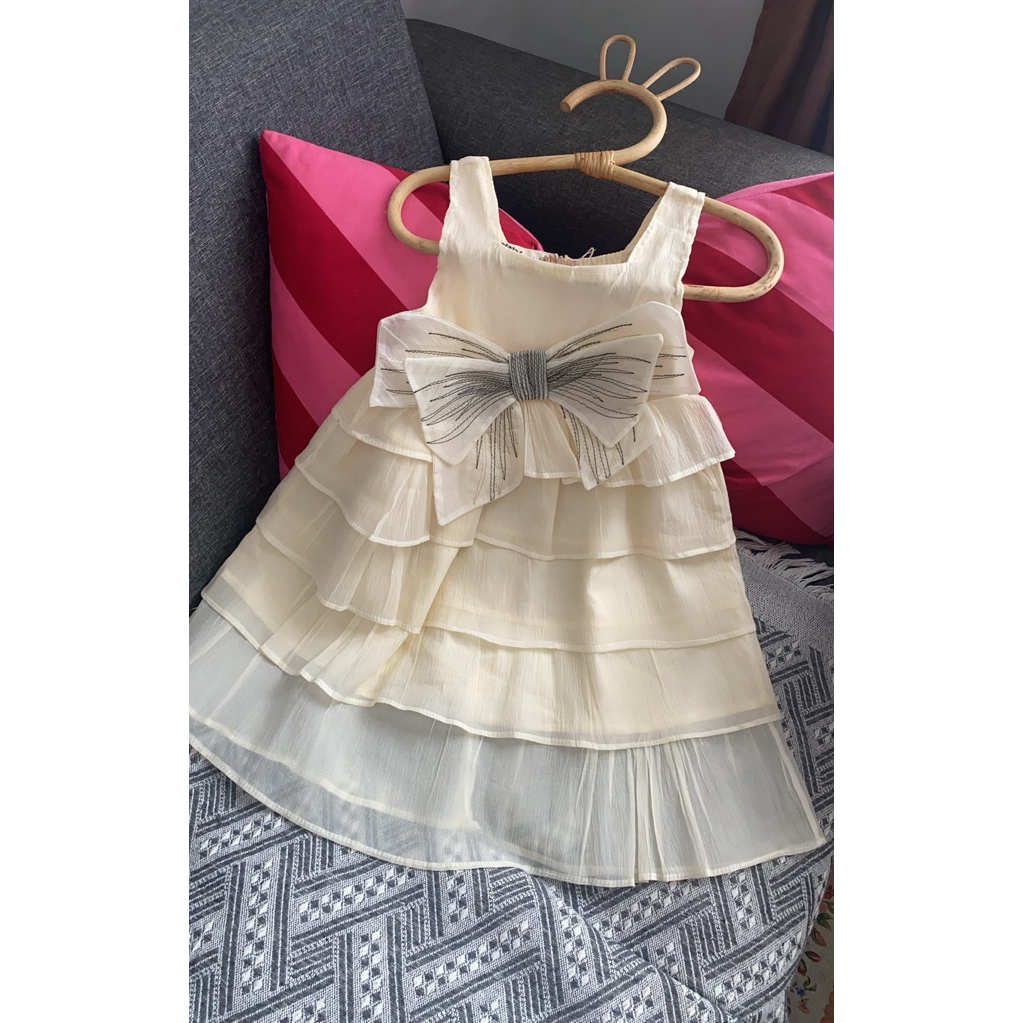 preloved dress vintage umpakumpak anak perempuan cream estetik size 2-3t not dear gg