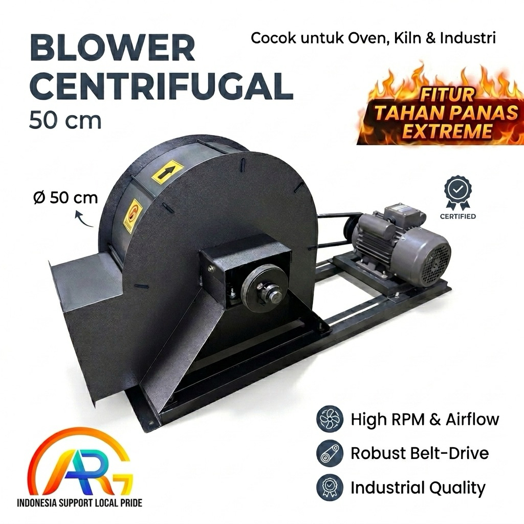 Blower Keong Centrifugal 50cm High Pressure Tahan Panas Industri Oven atau Pabrik