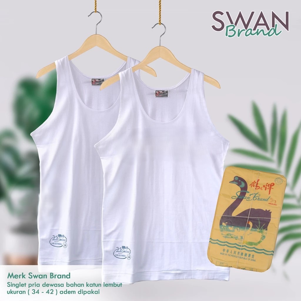 [ 3 pcs ] Swan Singlet Pria Cotton 40s Nyaman Singlet Pria Dewasa Katun 34 - 42  Kaos Singlet Pria S