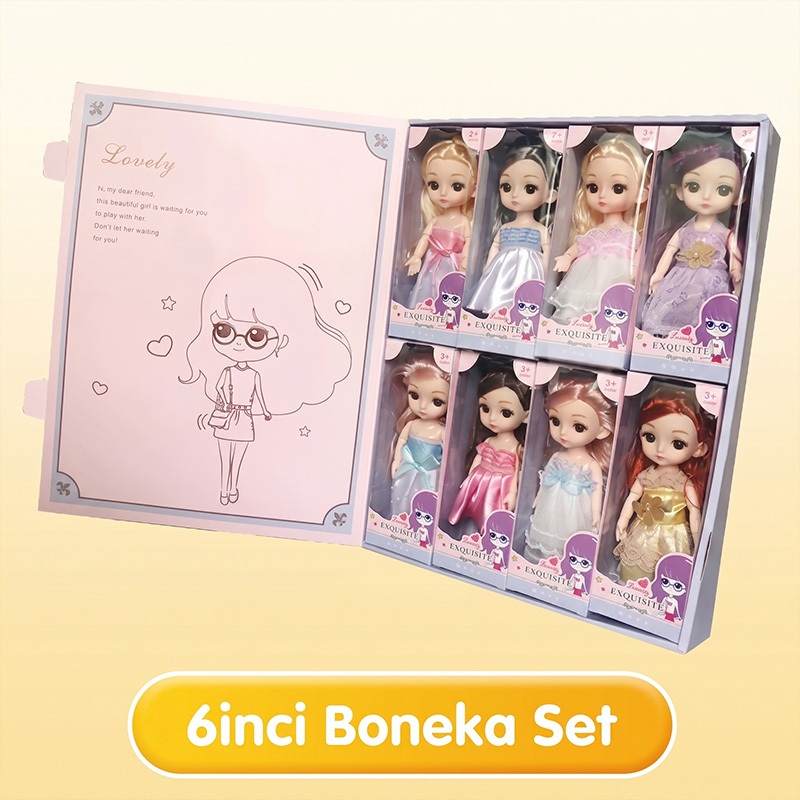 6inci Boneka Set Mainan Boneka Anak Perempuan Putri Koleksi Mainan Anak Perempuan Ulang Tahun Hadiah