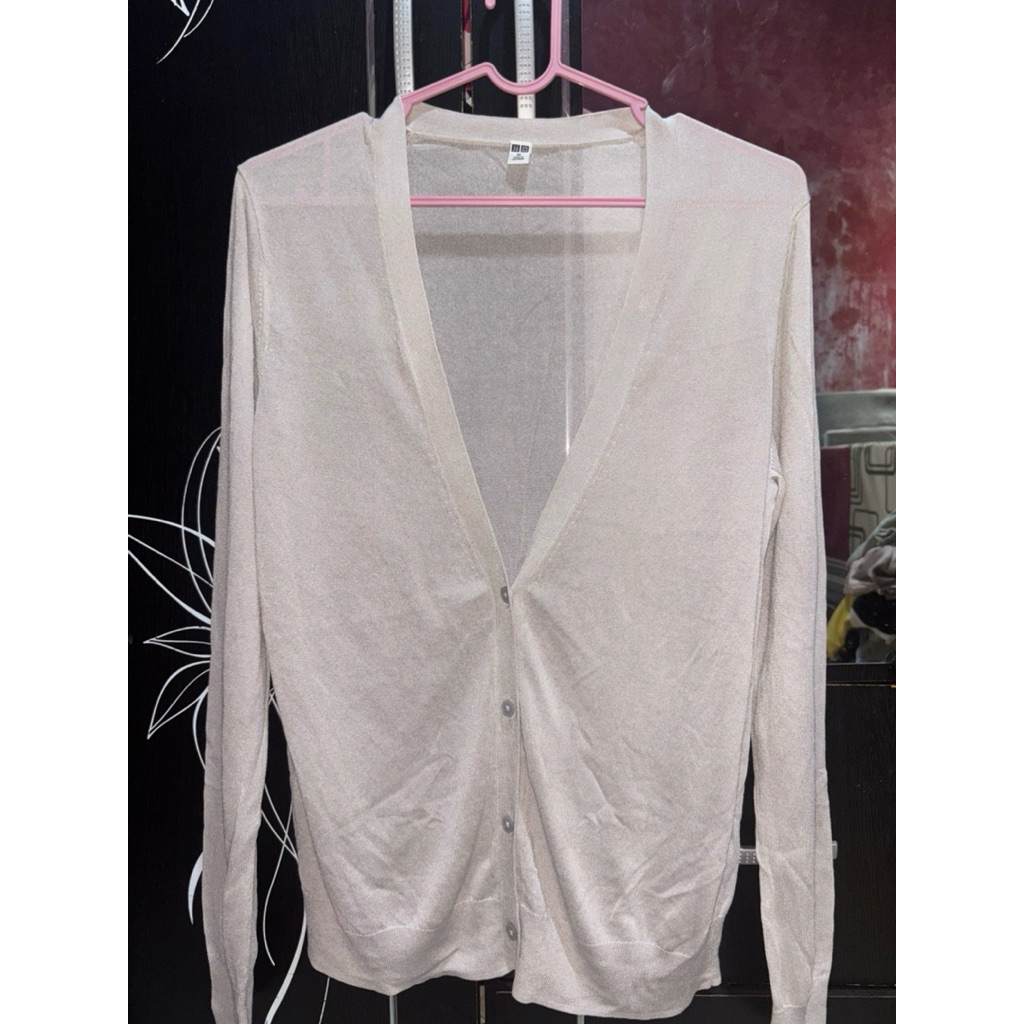 cardigan abu uniqlo jaring size XL