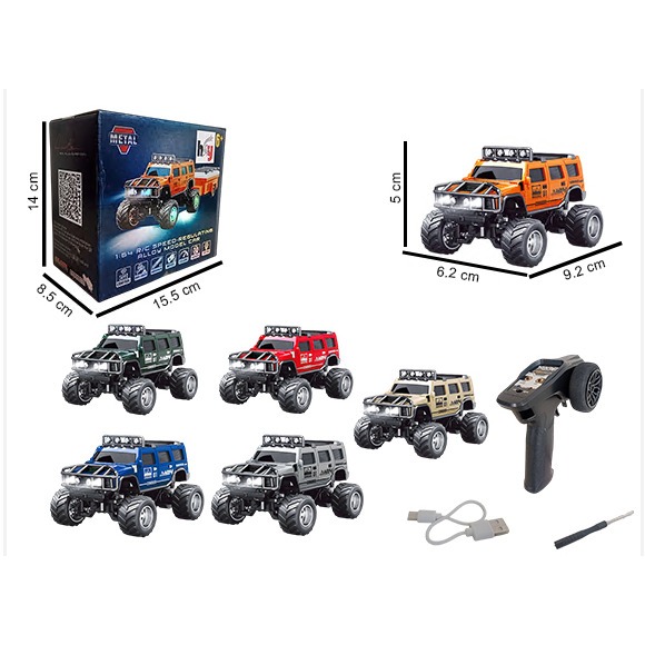 Mainan RC 1:64 Hummer & Truck