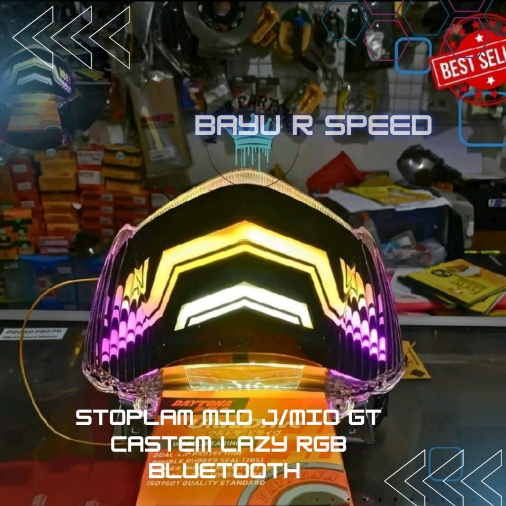 stoplam lampu belakang lazy RGB 210 mode via aplikasi mio J set tinggal colok soket