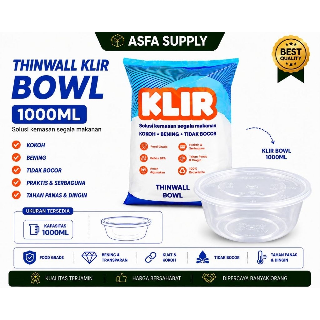 Klir Thinwall 1000ml Bowl