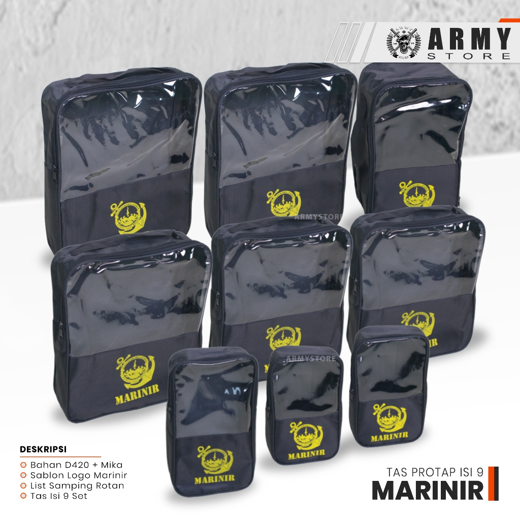 Tas Protap Norma Pack Logo Marinir TNI AL isi 9 / Tas Protap Militer TNI AL Rotan