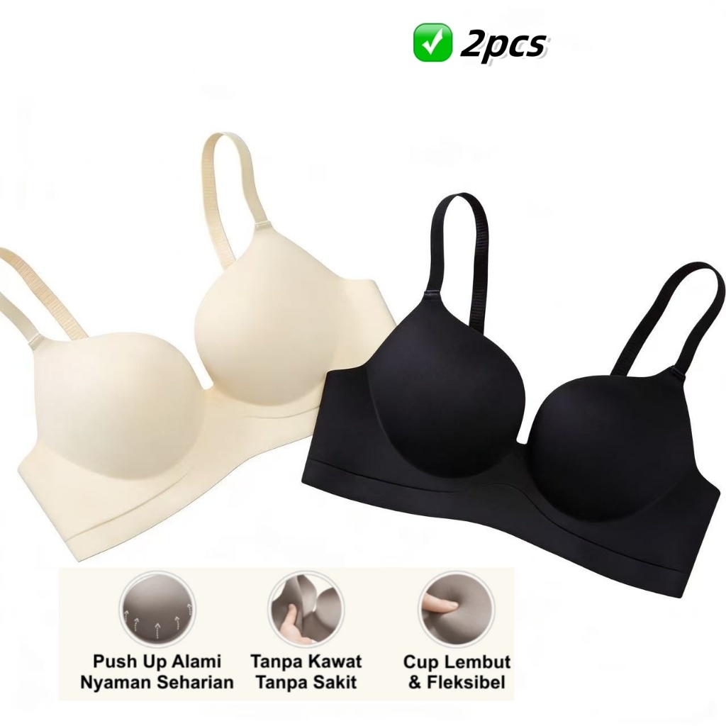 Aether Second skin Smooth Fit Push Up Bra Premium Quality Tanpa Garis Jahitan 2PCS